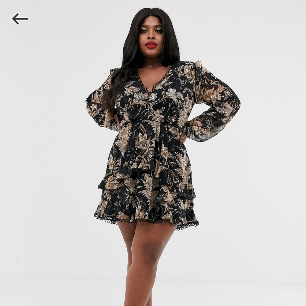 ASOS Curve mini dress floral print w embellishment